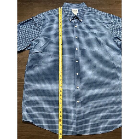 LL Bean XL Tall Traditional‎ Fit Blue/White Check Button Down L/S Cotton Shirt - Picture 4 of 6